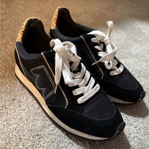 Birdies Black and White Sneakers with Animal Print Detail